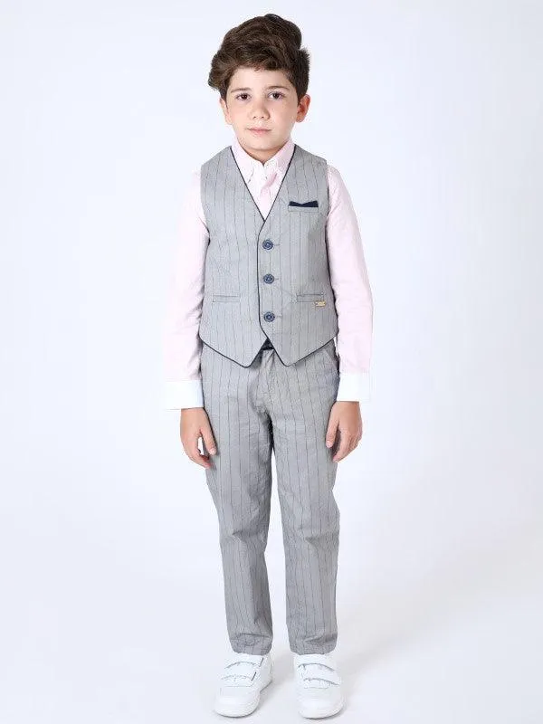 One Friday Grey Stripes Waistcoat