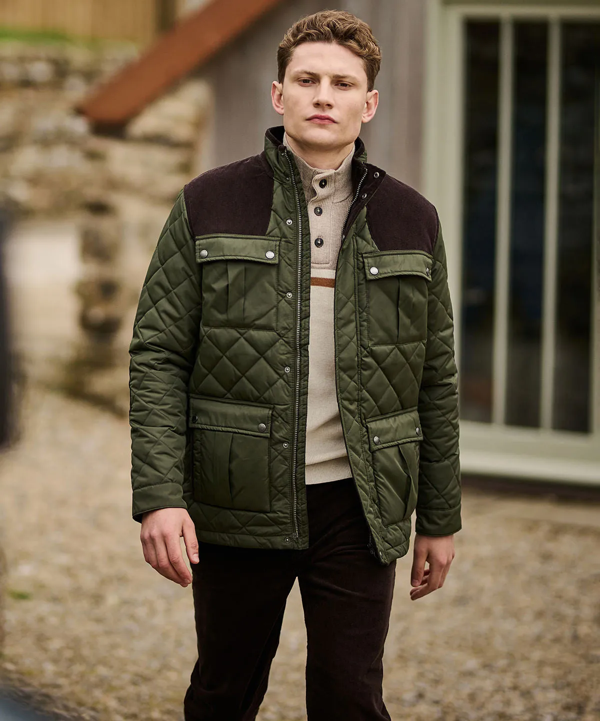 Padbury diamond quilt jacket | Dark Khaki