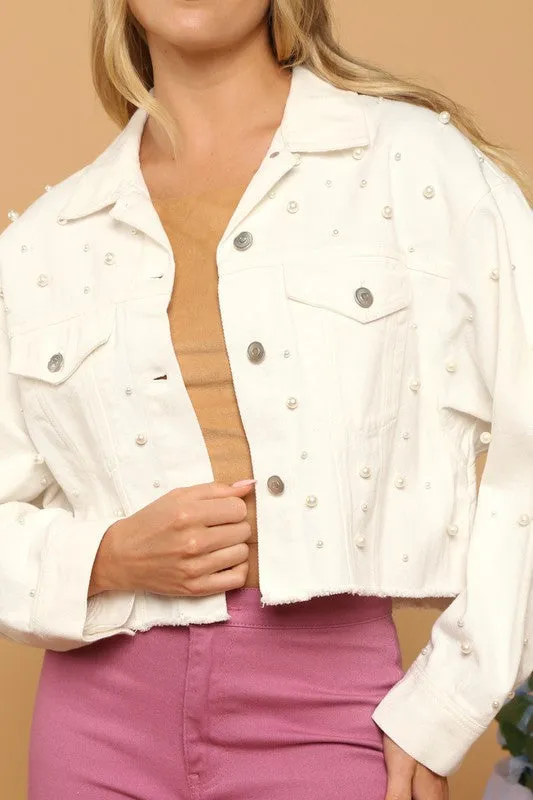 Pearl Studded Denim Jacket