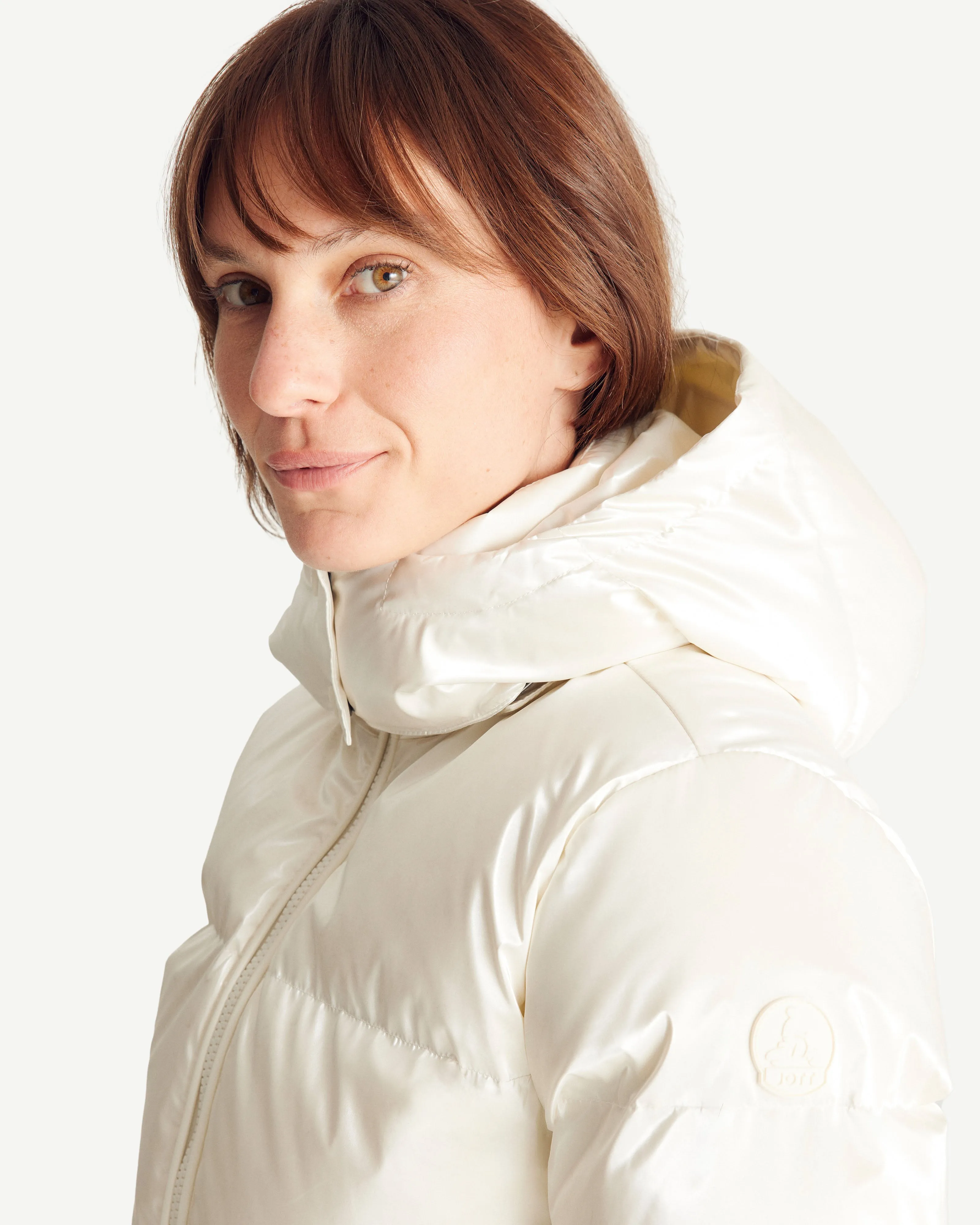 Pearl white Tanya Glossy Extreme Cold iridescent down jacket