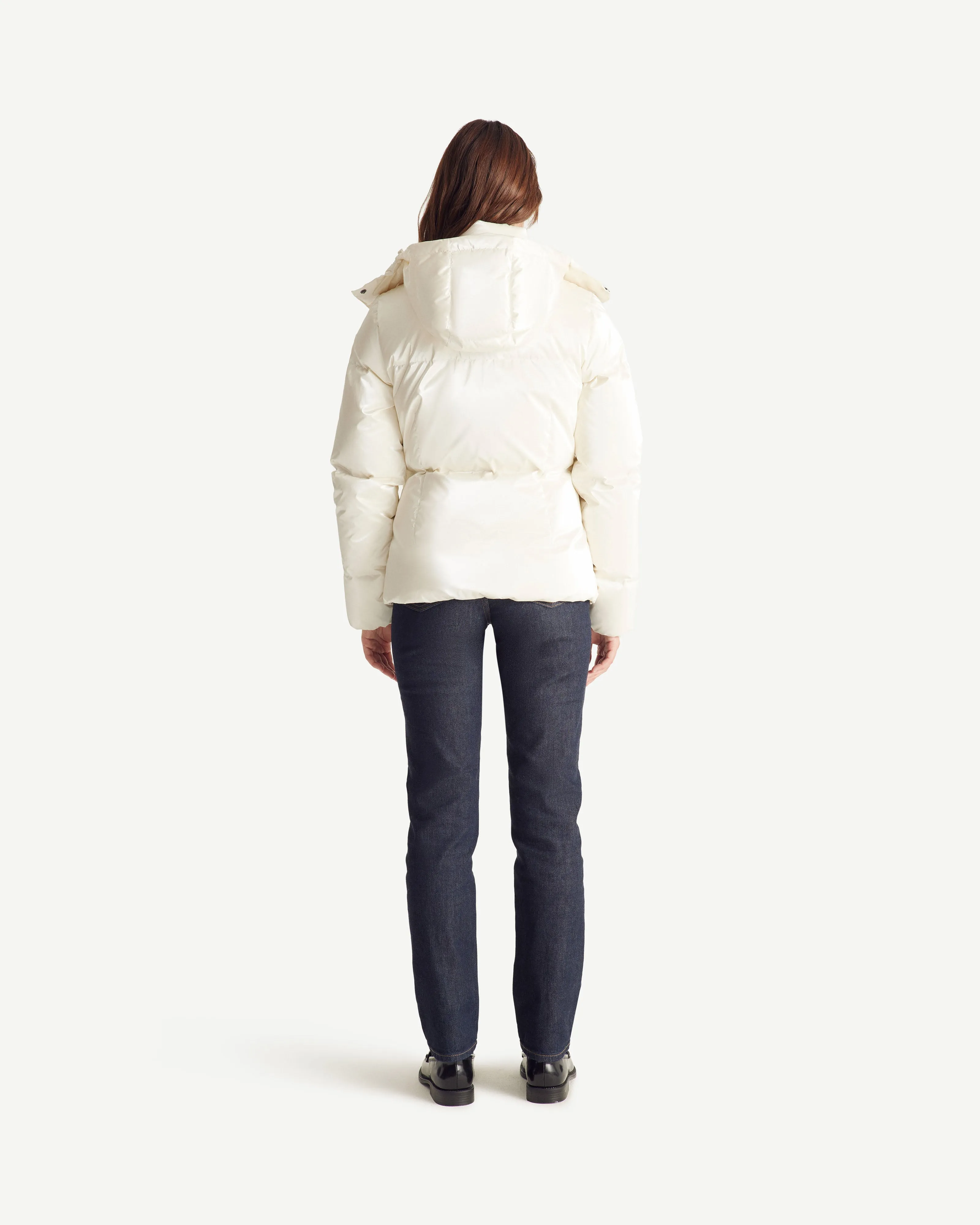 Pearl white Tanya Glossy Extreme Cold iridescent down jacket