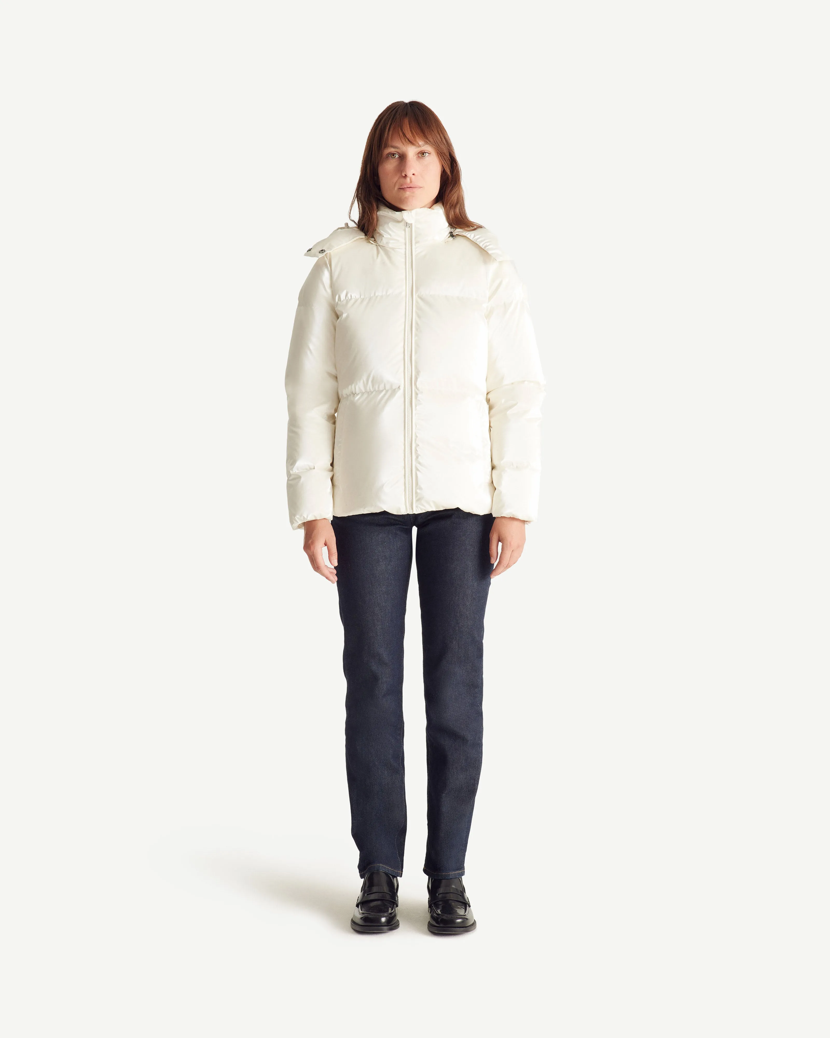 Pearl white Tanya Glossy Extreme Cold iridescent down jacket