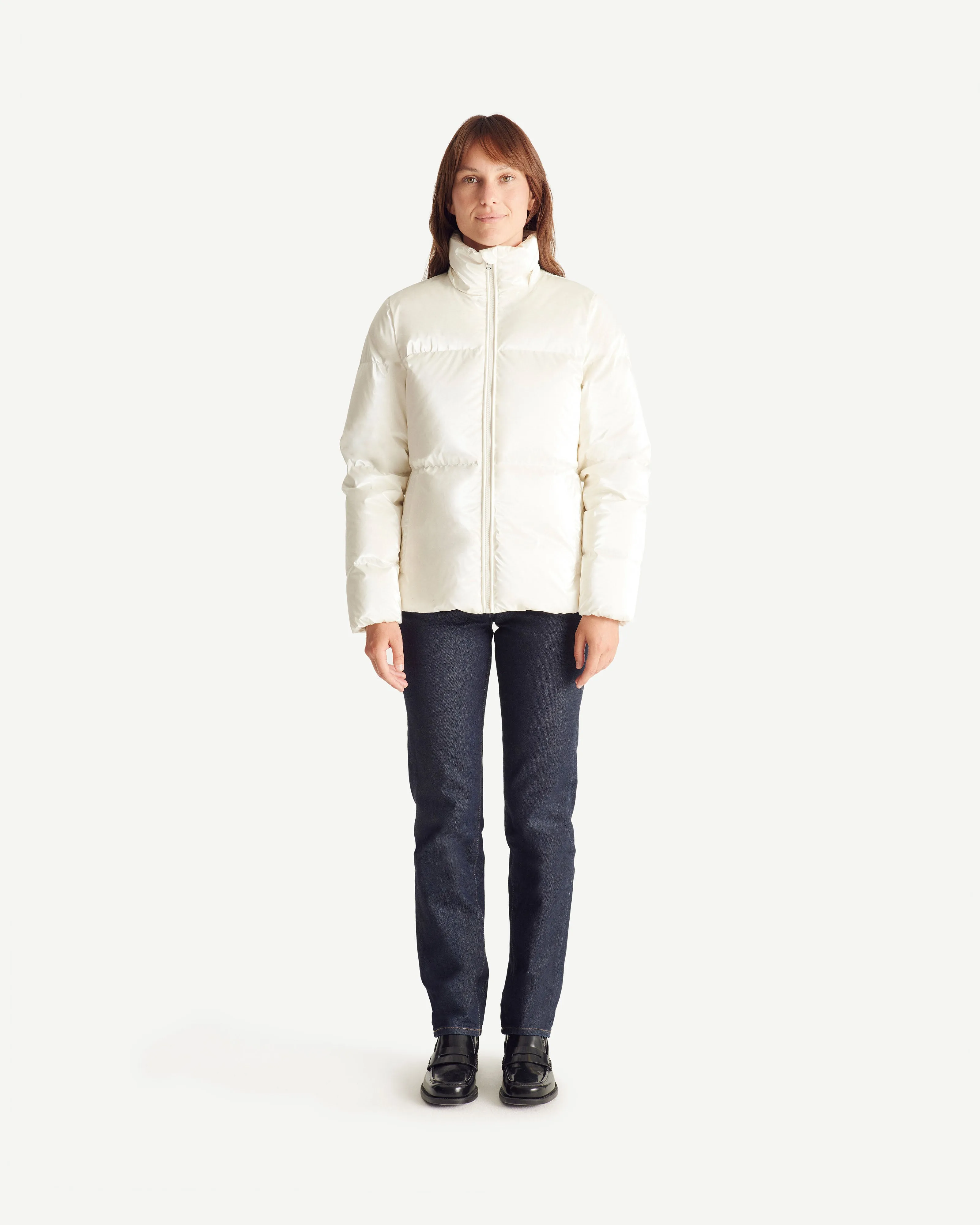 Pearl white Tanya Glossy Extreme Cold iridescent down jacket