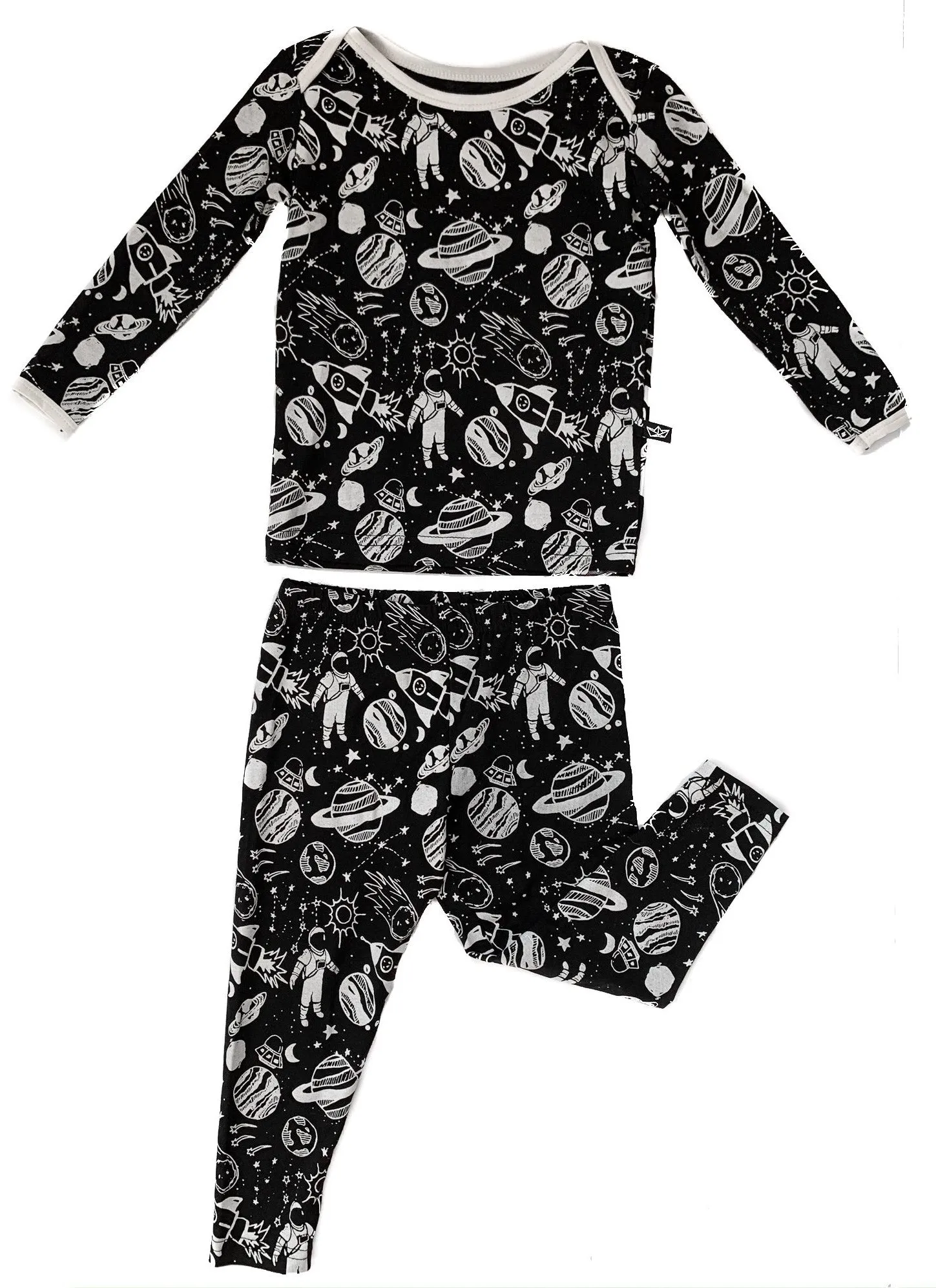 Peregrine Kidswear Monochrome Space Doodle 2pc Pajama Set