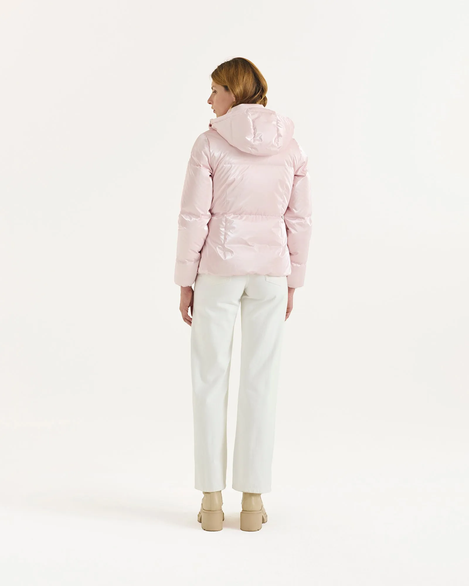 Petal rose Tanya Glossy Extreme Cold iridescent down jacket