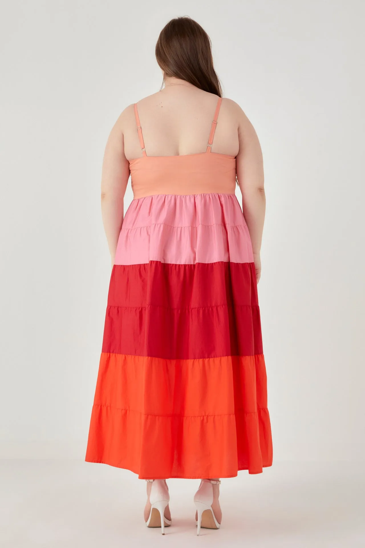 Plus Size Color Block Spaghetti Maxi