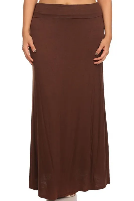 Plus size Solid high waisted a-line maxi skirt