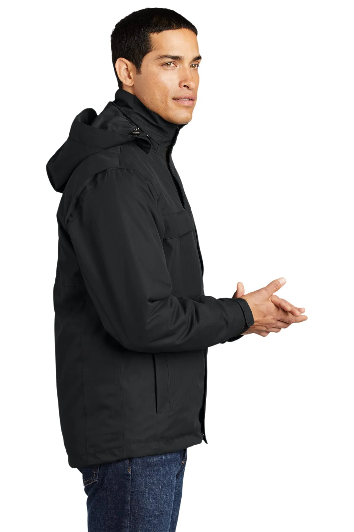 Port Authority Herringbone Customized 3-in-1 Parkas, Black