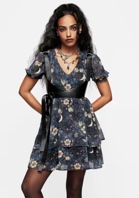 Primrose Floral Chiffon Puff Sleeve Layered Mini Dress