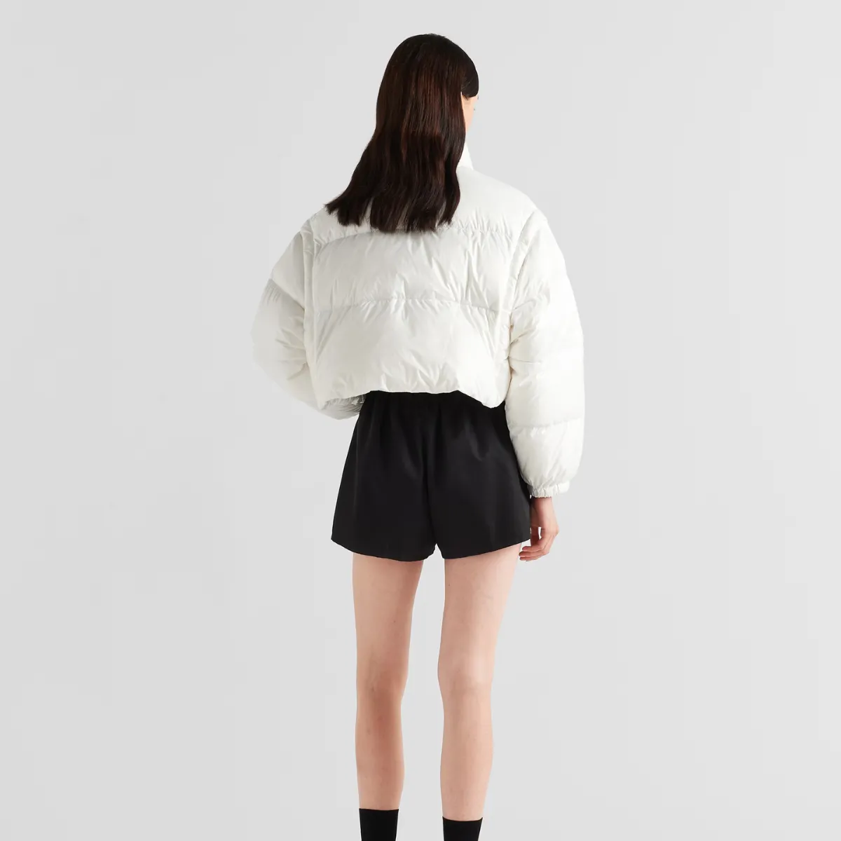 Re-Nylon cropped convertible down jacket