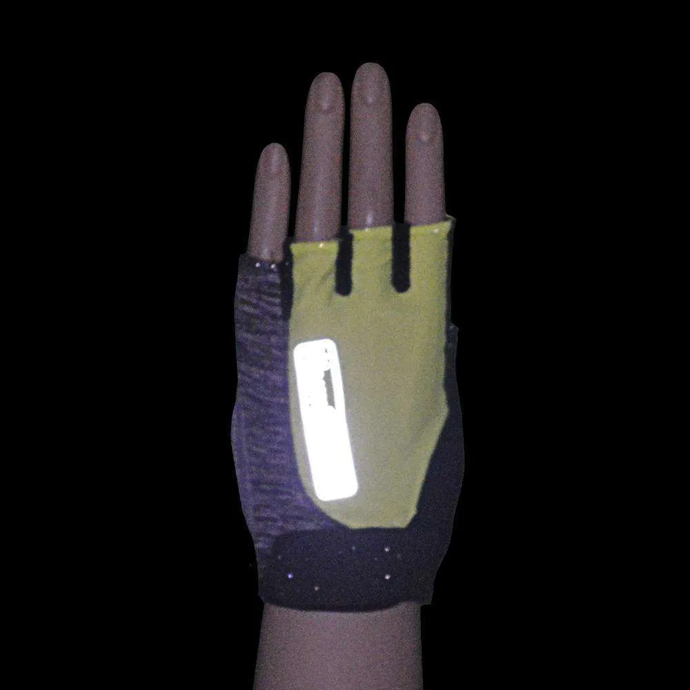 Reflective Fingerless Cycling Glove in Flo Lime