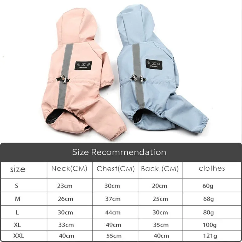 Reflective Warm Waterproof Dog Puppy Breathable Raincoat Jacket