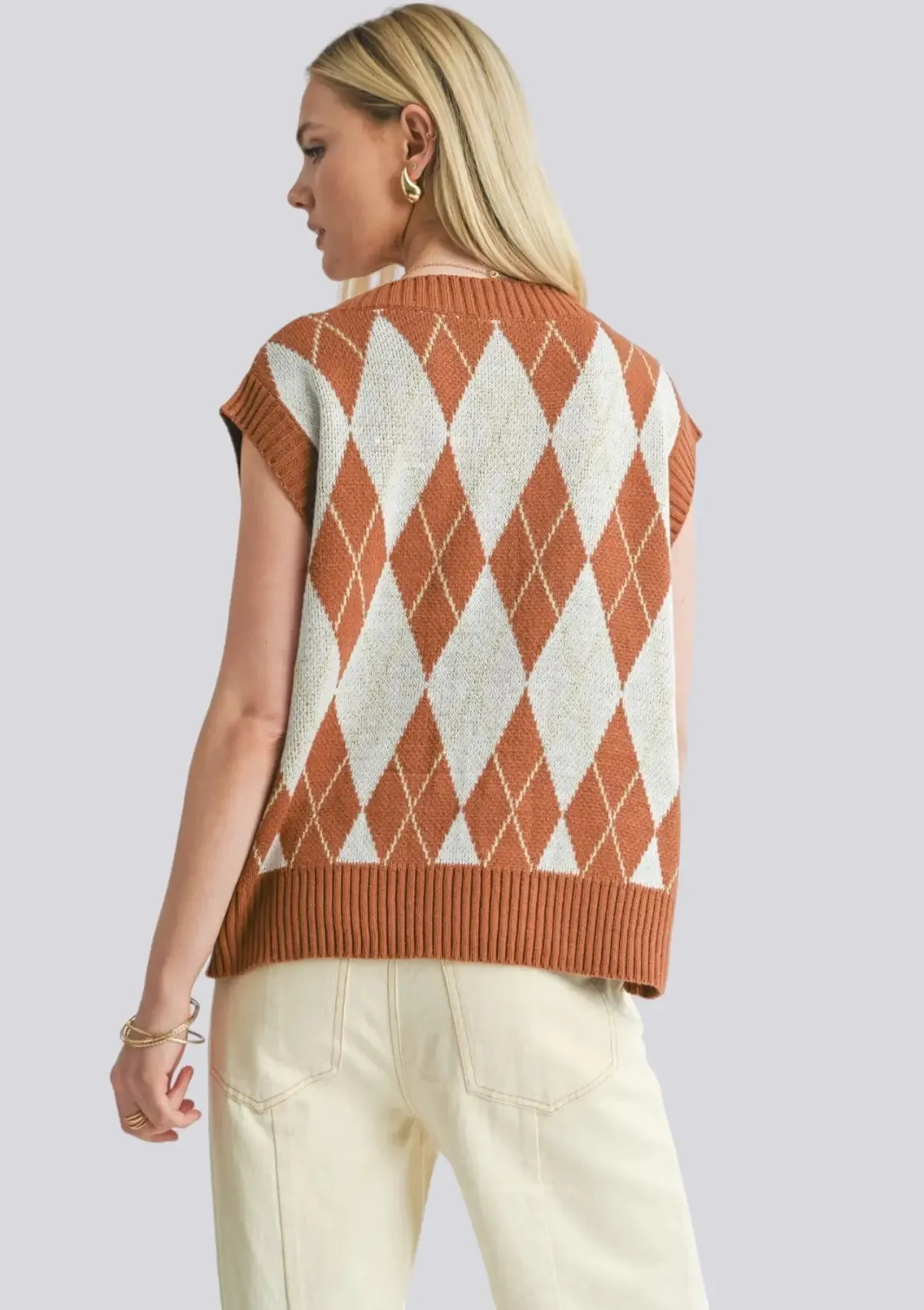 Sage The Label - Shawna  Argyle Sweater Vest