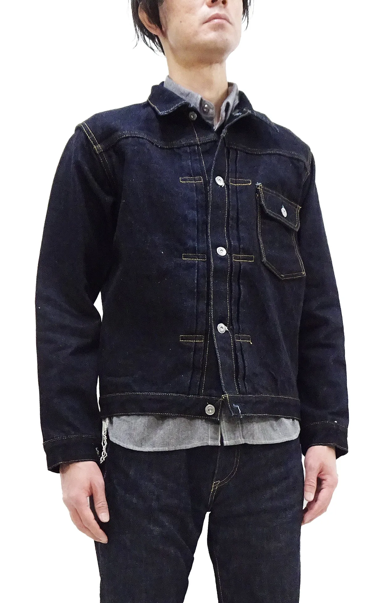 Samurai Jeans Denim Jacket Men's Type 1 Style 25 Oz. Denim Jean Jacket S551XX25oz-25th One-Wash