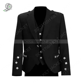 Scottish Argyll Jacket With Vest Prince Charlie style Cuffs