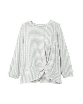 Sienna Side Knot Top | White / Light Grey