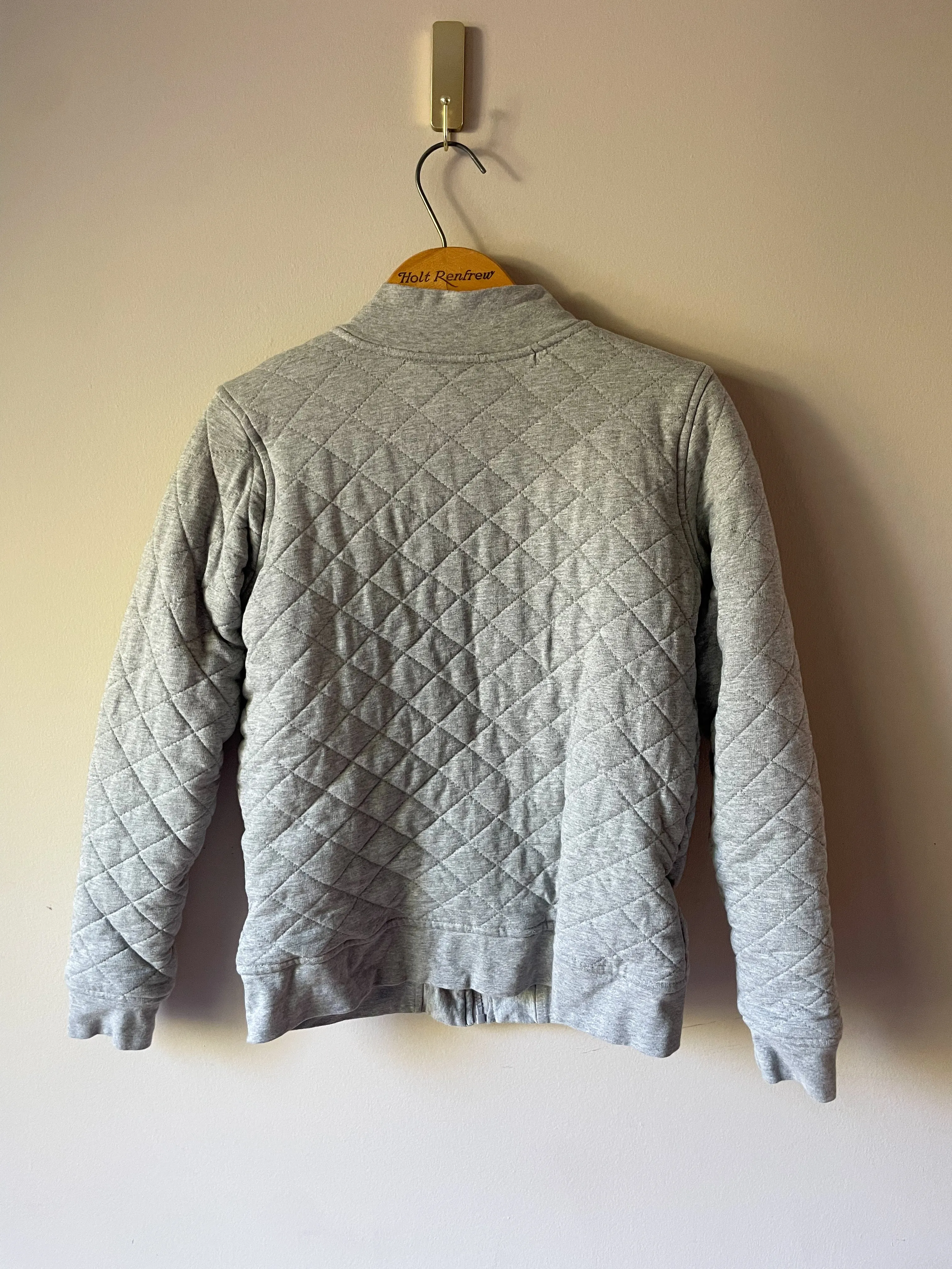 Silver Jeans Grey Quilted Bomber Jacket - Small