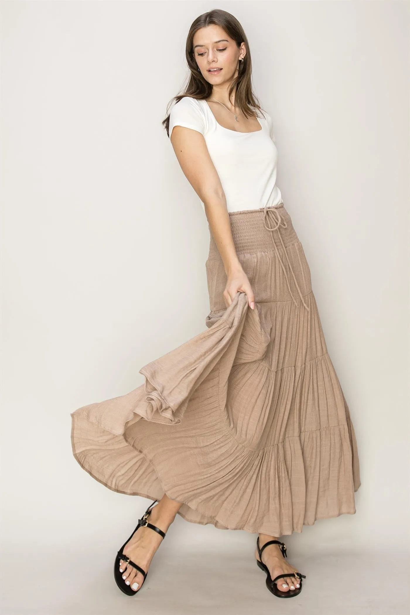 Skirt - Maxi Tiered - Taupe