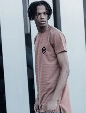 St Vega Ribbed Jersey Longline T-Shirt in Rose Tan - Saint & Sinner