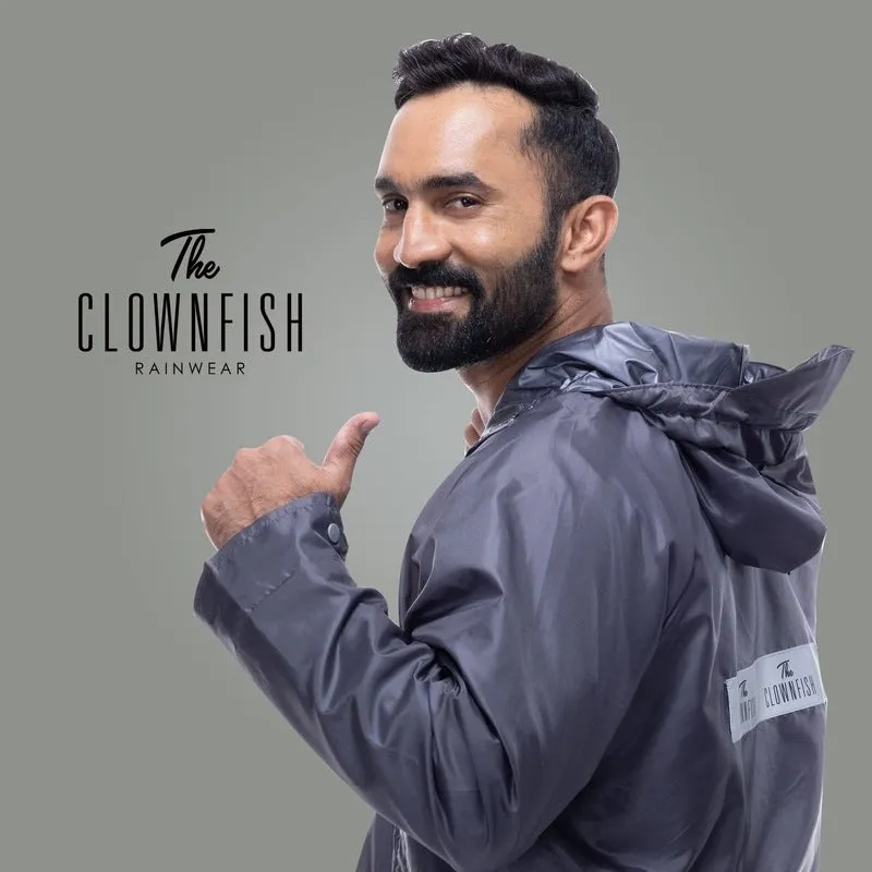 The Clownfish Arthur Series Men's Waterproof Polyester Double Coating Reversible Raincoat with Hood and Reflector Logo at Back. Set of Top and Bottom. Printed Plastic Pouch with Rope(Olive Green, 3XL)