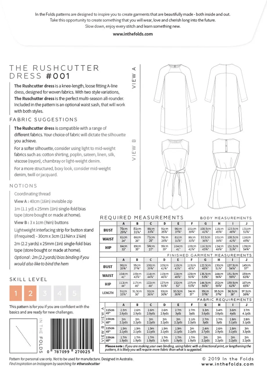 The Rushcutter Dress Printed Pattern