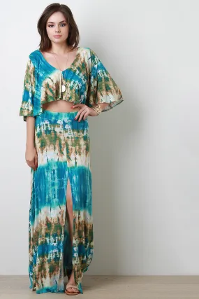 Tie Dye Slit Maxi Skirt