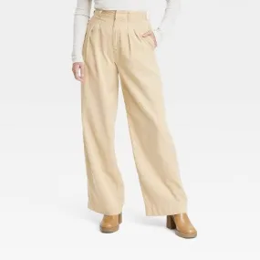 Universal Thread Women's Loose Fit Chino Pants Pleated High-Rise Wide Leg