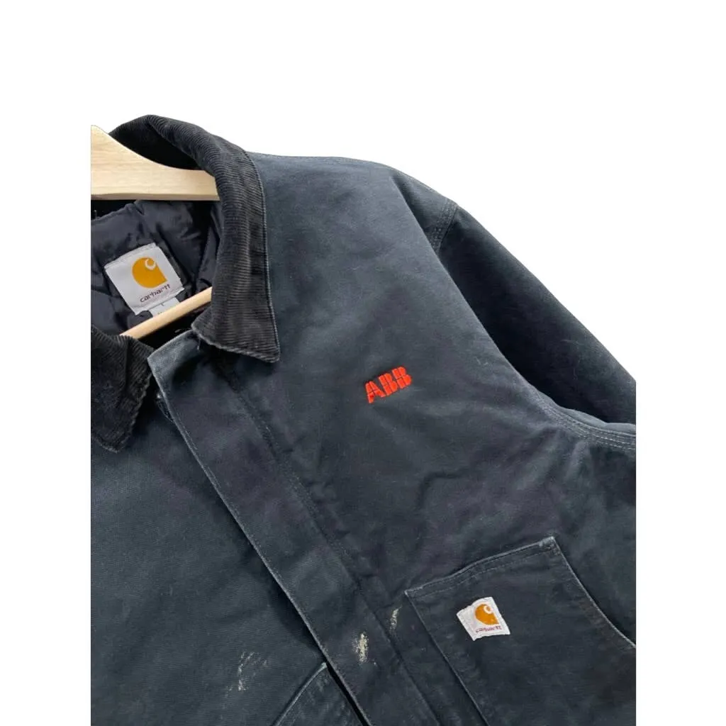 Vintage Carhartt Distressed Quilt Lined Black Workwear Jacket