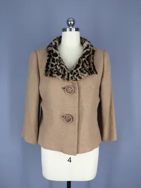 Vintage Jacket with Leopard Fur Collar