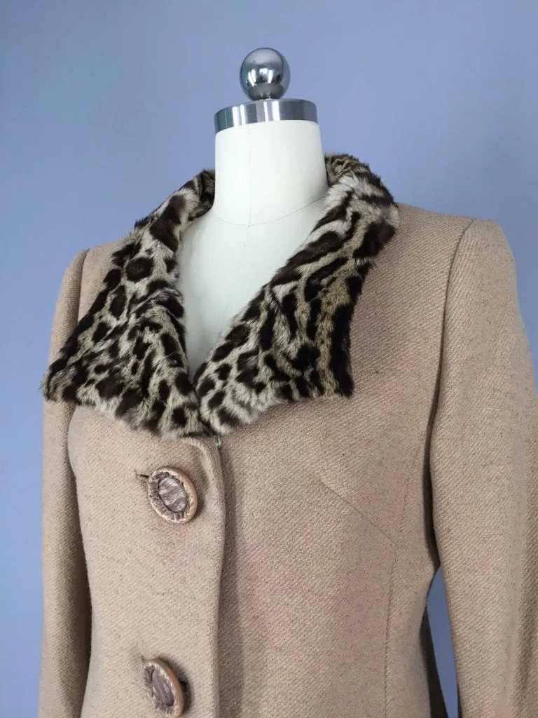 Vintage Jacket with Leopard Fur Collar