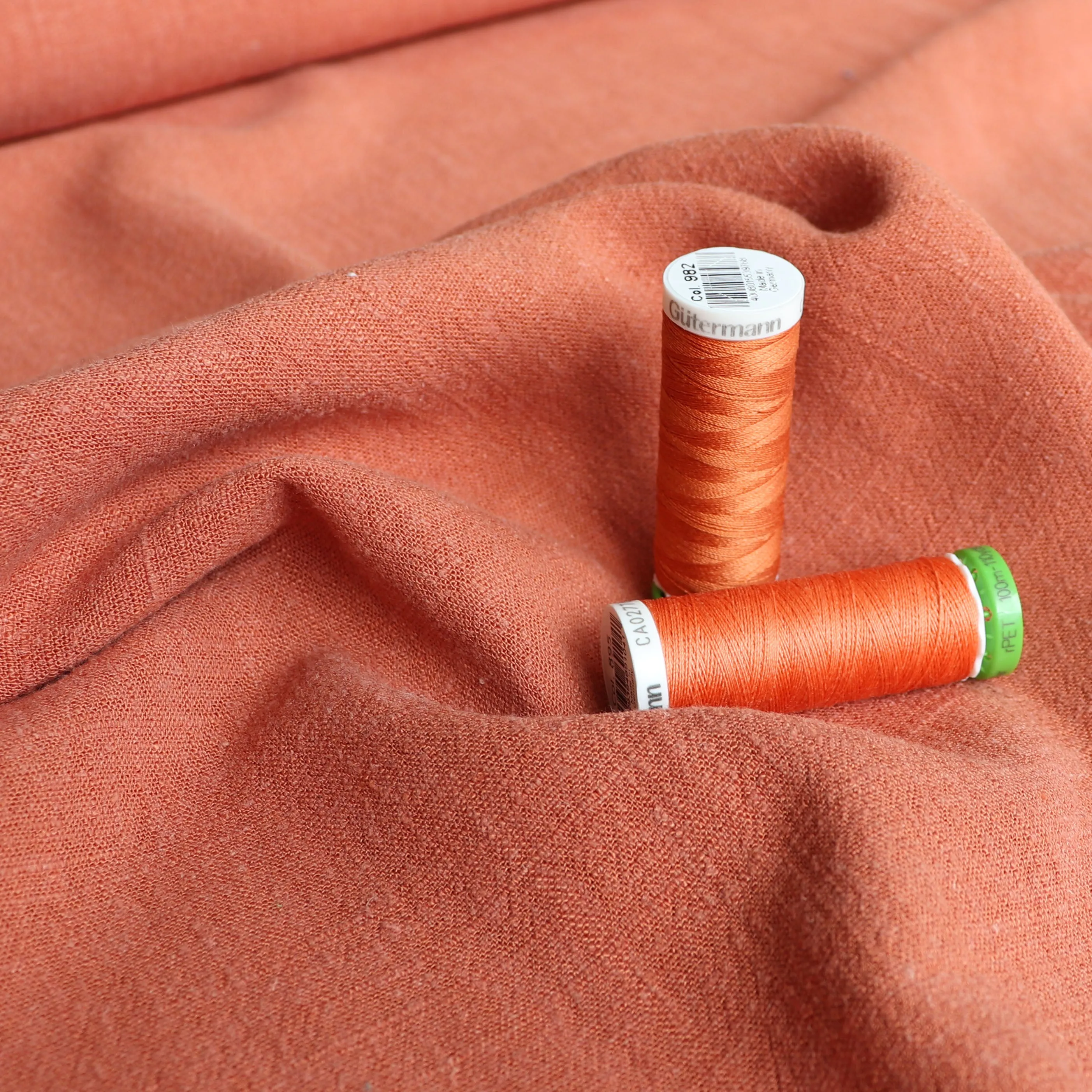 Viscose Linen Slub - Burnt Orange