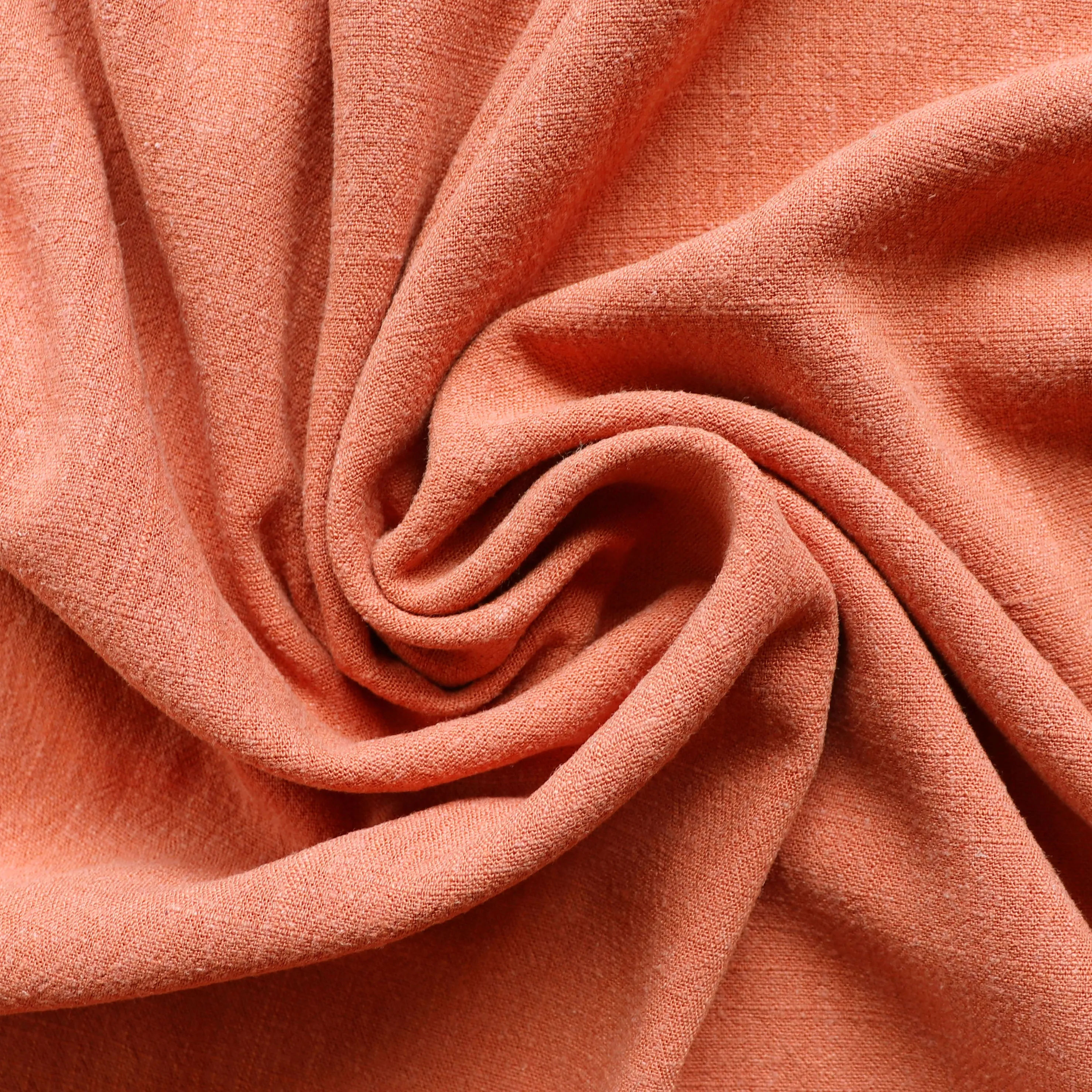 Viscose Linen Slub - Burnt Orange