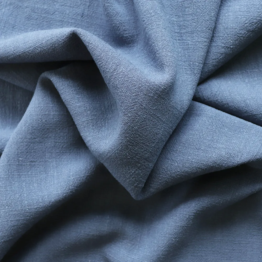 Viscose Linen Slub - Steel Blue