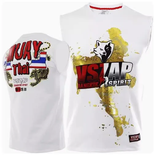 Vszap Bangkok Spirit VTT011 Muay Thai Boxing Vest Tank Top S-4XL White