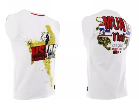 Vszap Bangkok Spirit VTT011 Muay Thai Boxing Vest Tank Top S-4XL White