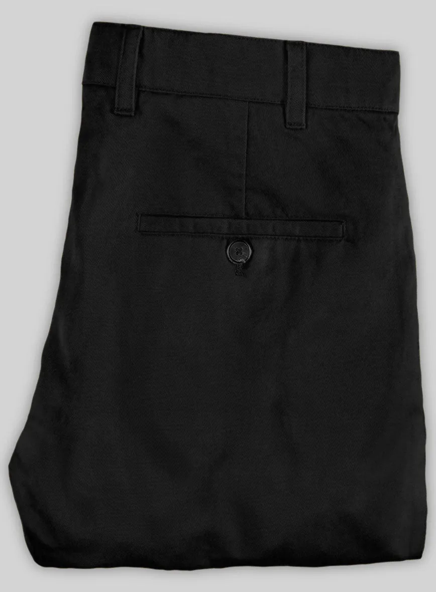 Washed Black Feather Cotton Canvas Stretch Chino Pants