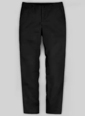 Washed Black Feather Cotton Canvas Stretch Chino Pants