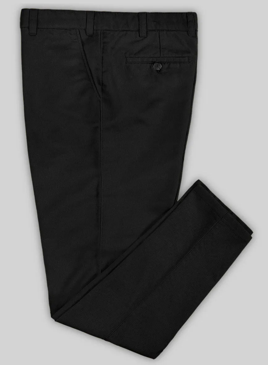 Washed Black Feather Cotton Canvas Stretch Chino Pants