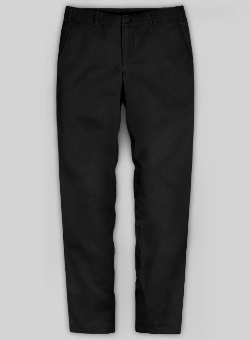 Washed Black Feather Cotton Canvas Stretch Chino Pants