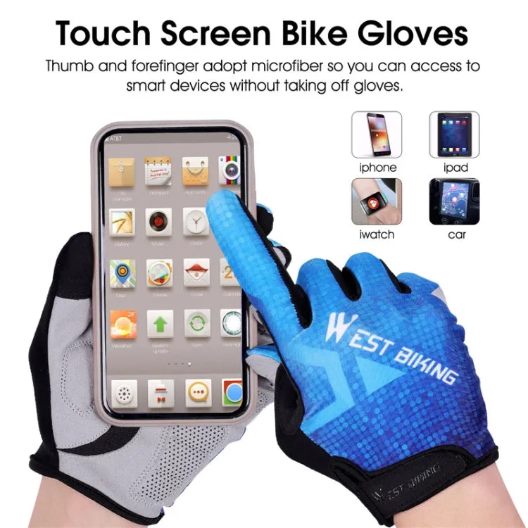 WEST BIKING YP0211216 Riding Gloves Bike Shock Absorption Touch Screen Full Finger Glove, Size: L(Black)