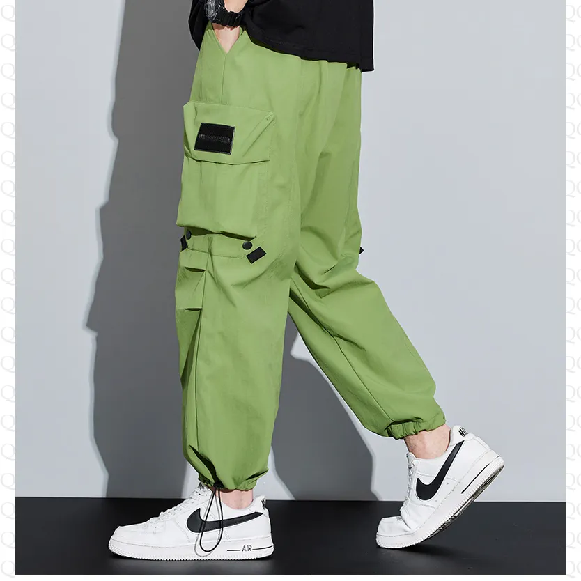 Wide Leg Elasticity Straight Leg Trendy Pocket Waterproof Versatile Cargo Pants