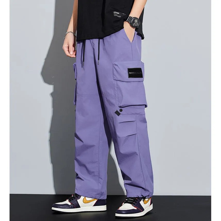 Wide Leg Elasticity Straight Leg Trendy Pocket Waterproof Versatile Cargo Pants