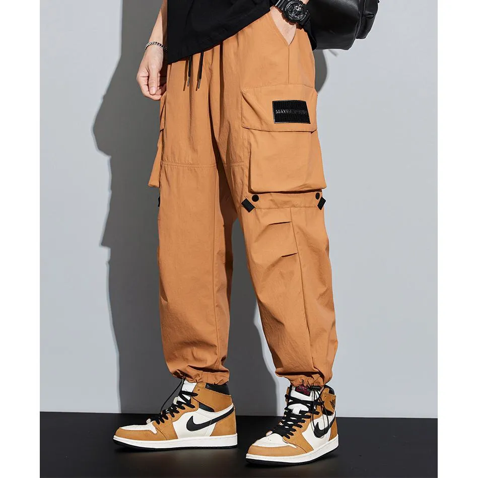 Wide Leg Elasticity Straight Leg Trendy Pocket Waterproof Versatile Cargo Pants