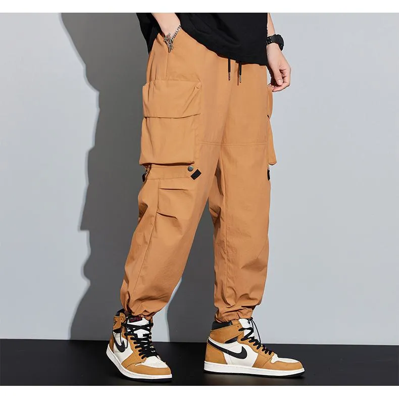 Wide Leg Elasticity Straight Leg Trendy Pocket Waterproof Versatile Cargo Pants