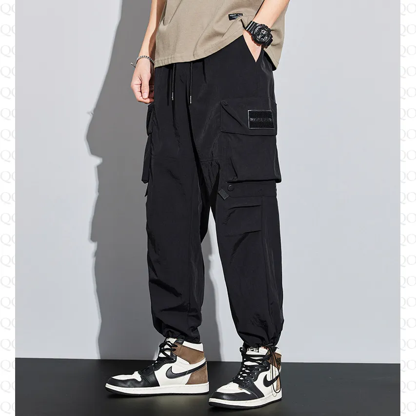 Wide Leg Elasticity Straight Leg Trendy Pocket Waterproof Versatile Cargo Pants