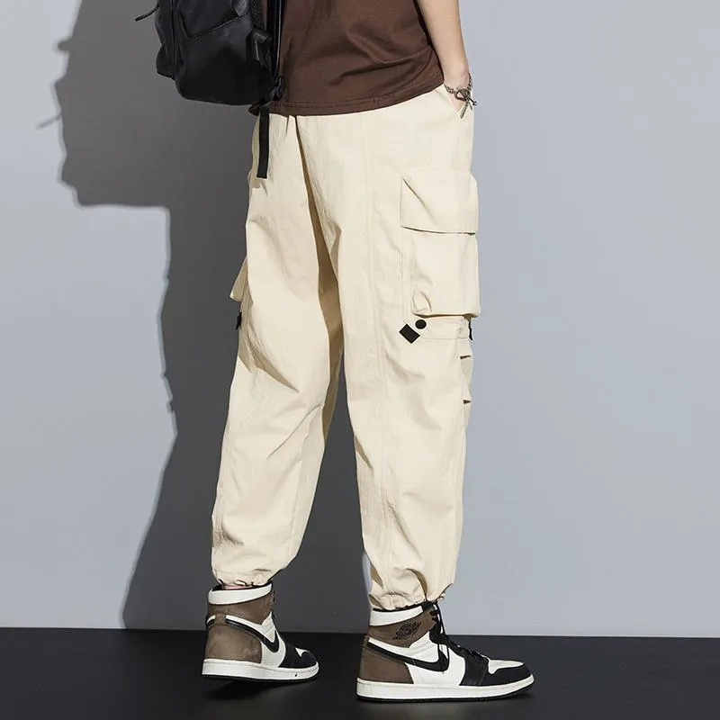 Wide Leg Elasticity Straight Leg Trendy Pocket Waterproof Versatile Cargo Pants