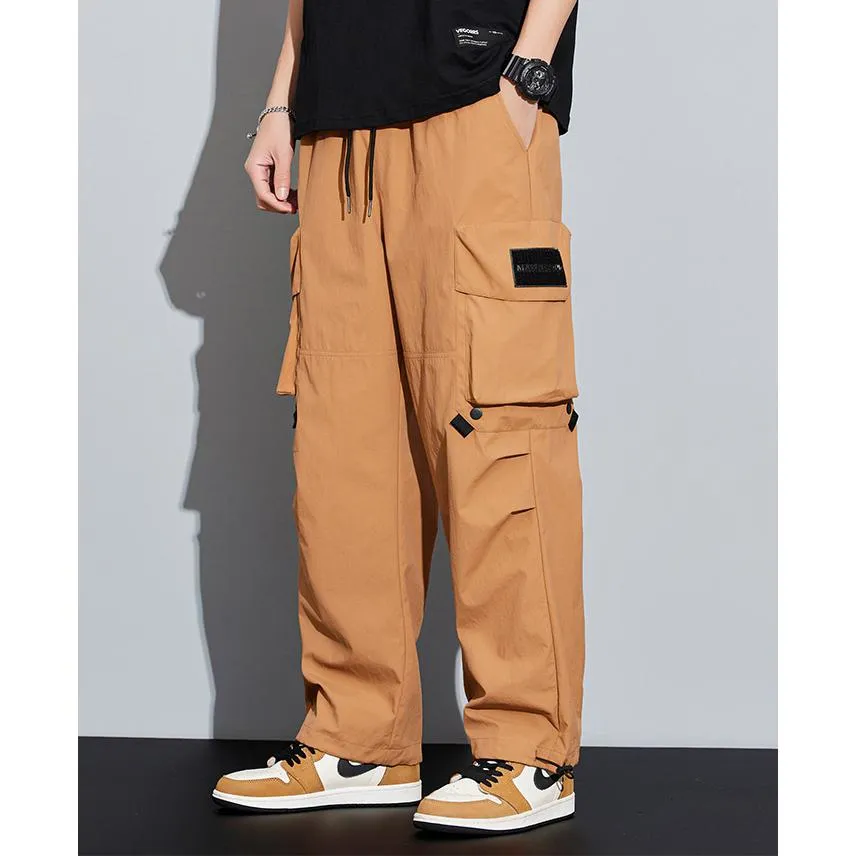 Wide Leg Elasticity Straight Leg Trendy Pocket Waterproof Versatile Cargo Pants