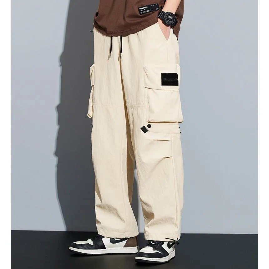 Wide Leg Elasticity Straight Leg Trendy Pocket Waterproof Versatile Cargo Pants