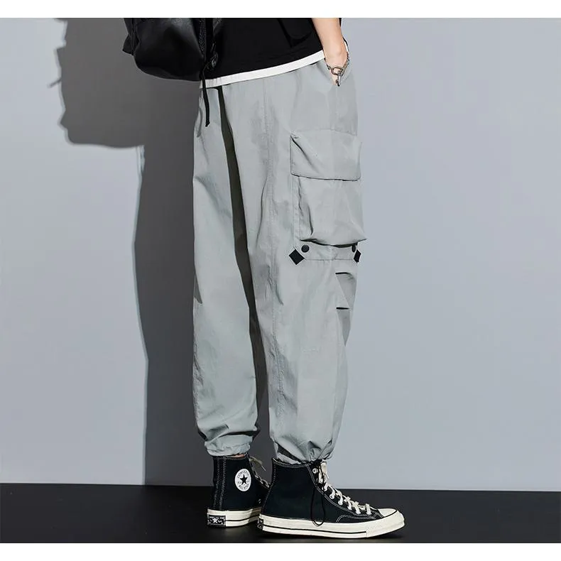 Wide Leg Elasticity Straight Leg Trendy Pocket Waterproof Versatile Cargo Pants