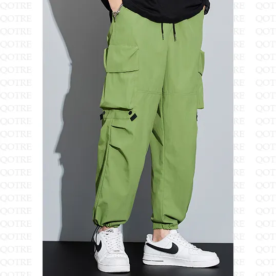 Wide Leg Elasticity Straight Leg Trendy Pocket Waterproof Versatile Cargo Pants